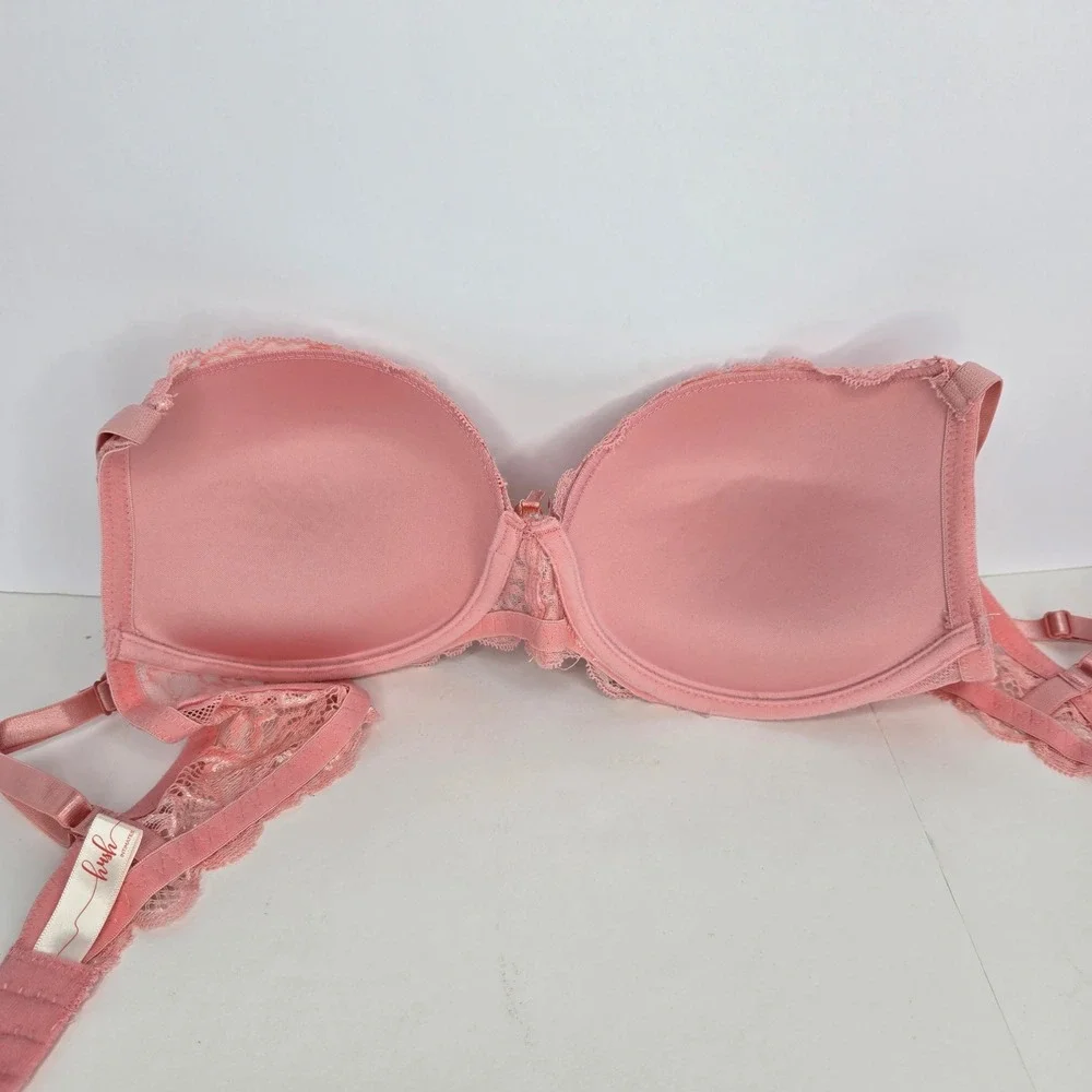 Hush Intimates 36C Pink Lace Padded Underwire Bra Adjustable‎ Straps